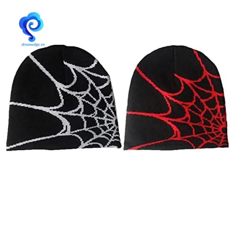 [DreamEdge] Beanie Ấm Áp Cho Mùa Đông, Họa Tiết Nhện Phong Cách Goth Y2K, Len Acrylic