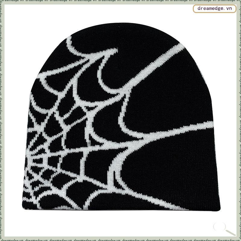 [DreamEdge] Beanie Ấm Áp Cho Mùa Đông, Họa Tiết Nhện Phong Cách Goth Y2K, Len Acrylic