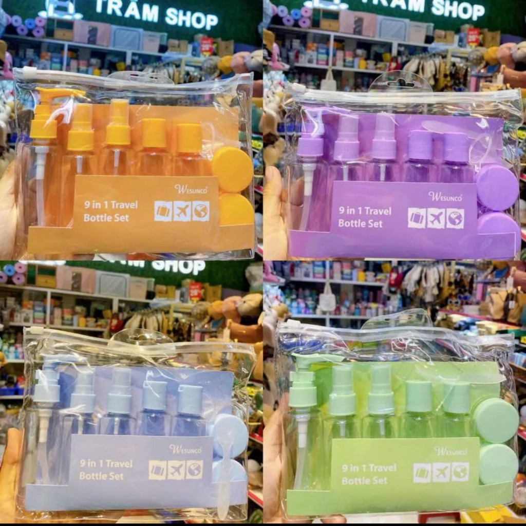 Bộ Chiết Mỹ Phẩm Du Lịch Cao Cấp Gồm 8 Món Dụng Cụ Chiết Mini Tiện Lợi ,Chai Chiết Nhựa Cao Cấp,Túi Zip Có Khoá Kéo