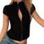 Áo sơ mi nữ slim fit cổ bẻ trước đóng cúc