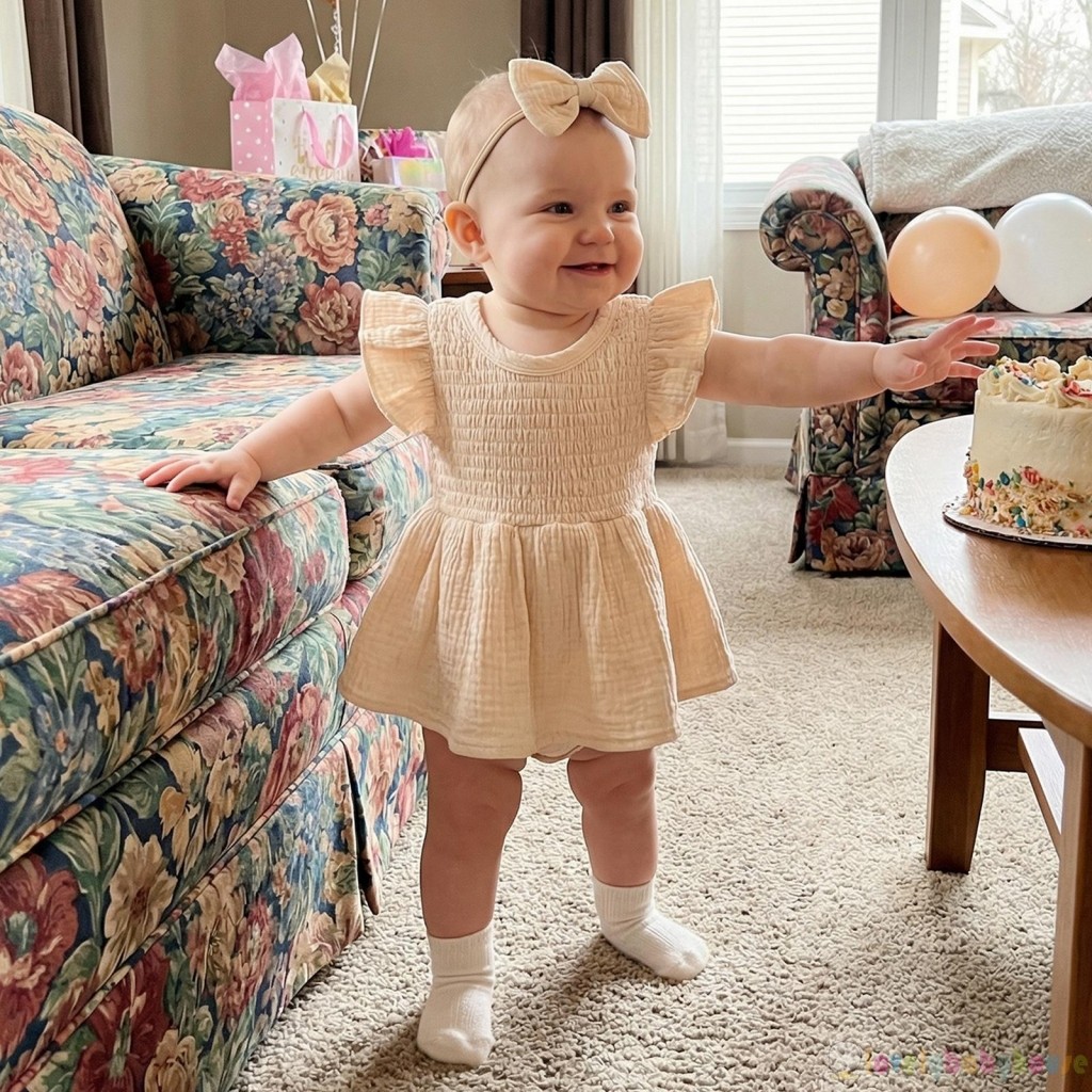 LBH-Baby Girl Mùa Hè Màu Trơn Bay Tay Áo Liền Quần Đầm Nơ Đầu Bộ 2 Mảnh