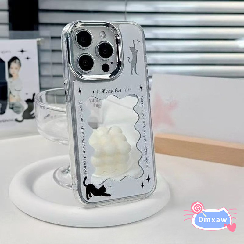 Ốp Điện Thoại Gương Mèo Khung Sóng Rỗng Sang Trọng Cho Vivo Y20i Y20T Y20A Y20S Y20 Y18E Y17S Y16 Y15 Y12 Y12S Y12A Y11 Y11S Y03 Y02 Y02T Y02S 5G 4G Vỏ Mạ Mặt Sau Mềm