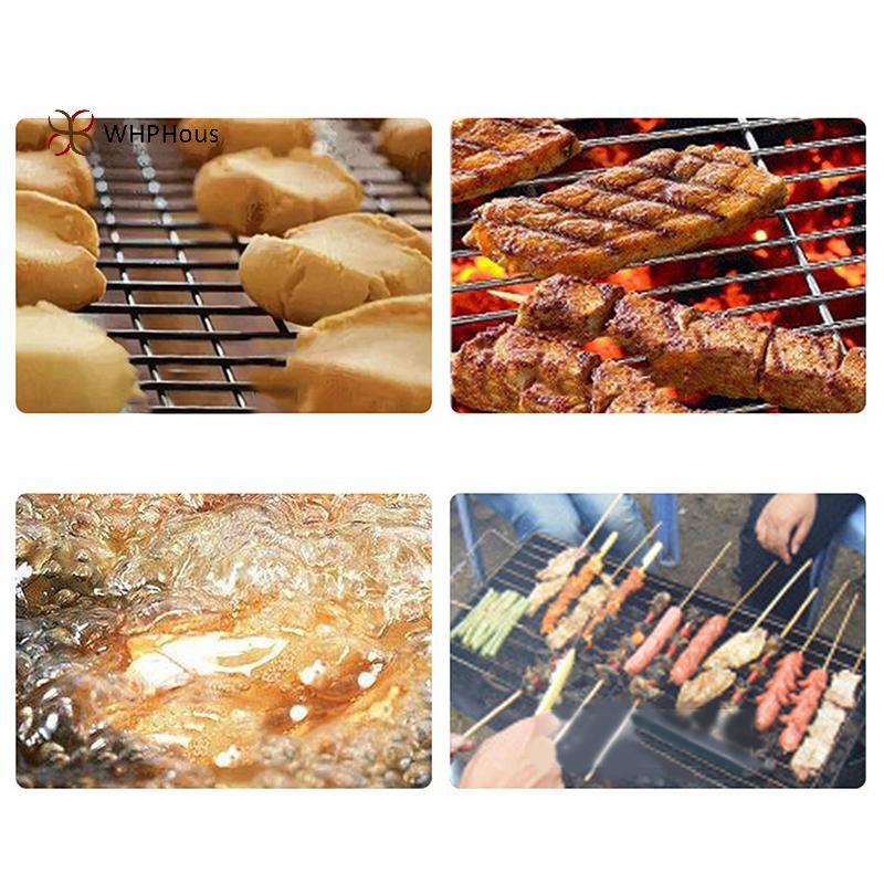 Thép không gỉ 304 Lưới nướng vuông/chữ nhật, thảm chống dính, dùng nướng bánh/cắm trại, ngoài trời