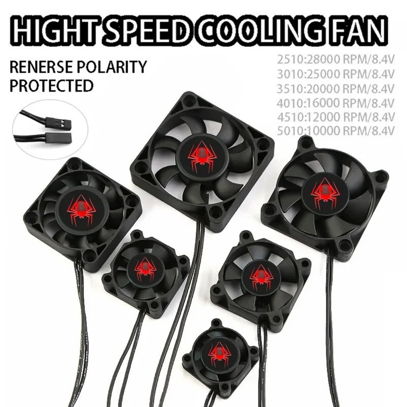 25mm 30mm 35mm 40mm 45mm 50mm Quạt làm mát tốc độ cao cho 1 / 10 RC Xe ESC Động cơ tản nhiệt Bộ phận đa năng