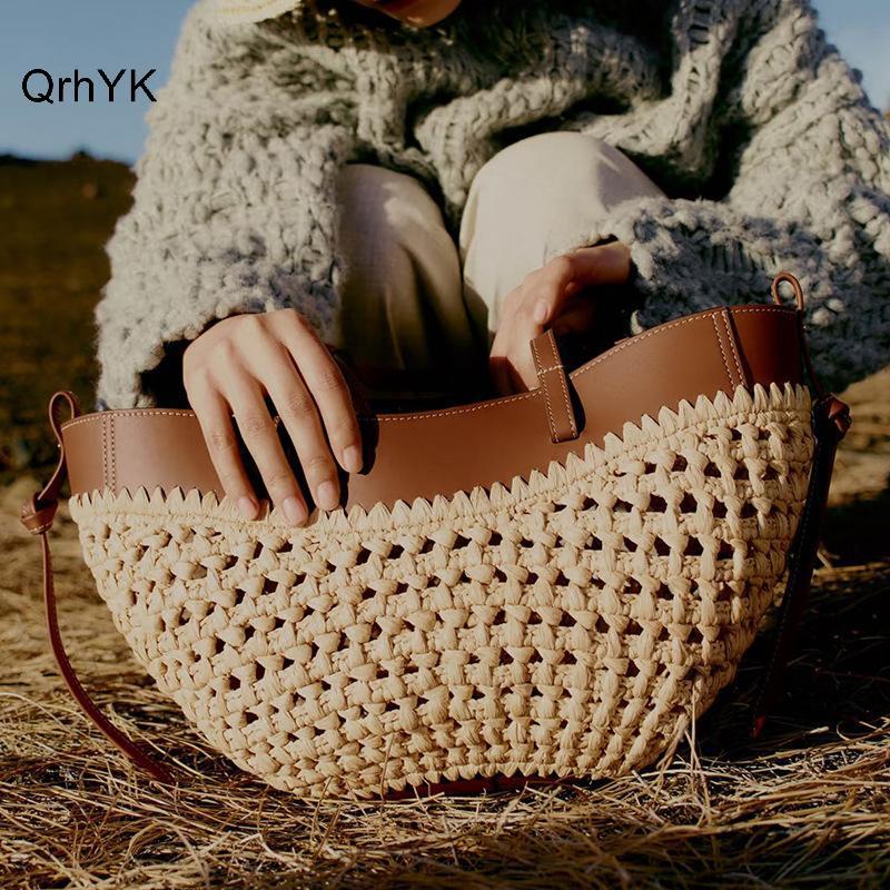 Nhà Máy Thời Trang Retro Nghệ Thuật Thời Trang Đa Năng Túi Tote Thường Ngày Túi Đeo Vai Đơn Dung Tích Lớn Cỏ Dệt Túi Lớn QrhYK