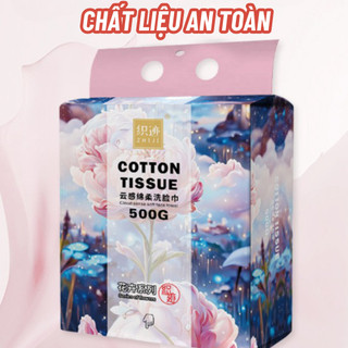 Khăn lau mặt khô đa năng 100% cotton dùng 1 lần, giấy lau mặt dạng rút Cotton Tissue 500g túi 170 tờKKhobuon51