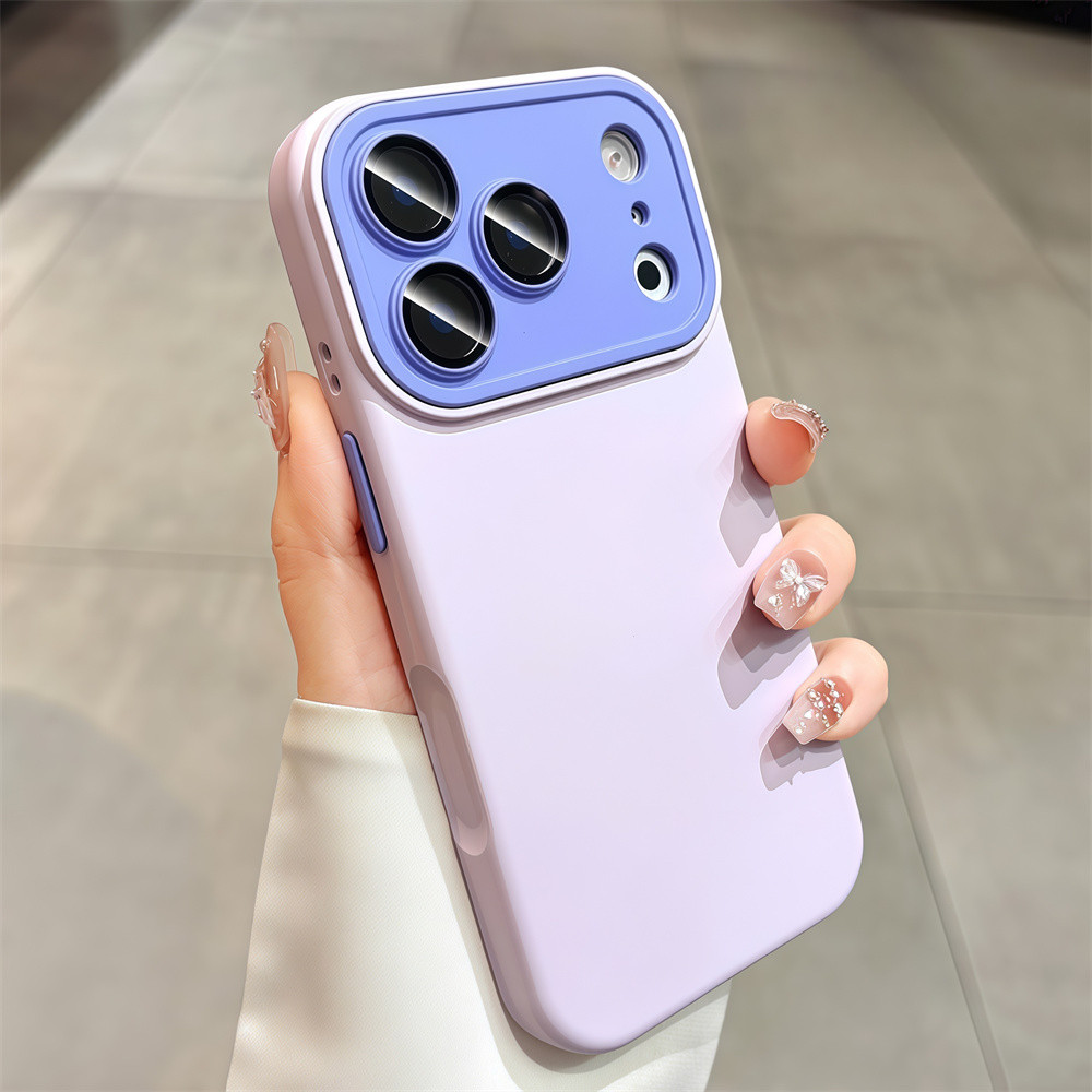 Ốp Điện Thoại Màu Đơn Giản Cho iPhone 17 Pro Max 13 14 15 16 Pro Max Ống Kính Bảo Vệ Camera Chống Sốc Vỏ Mềm Vỏ Bảo Vệ Điện Thoại