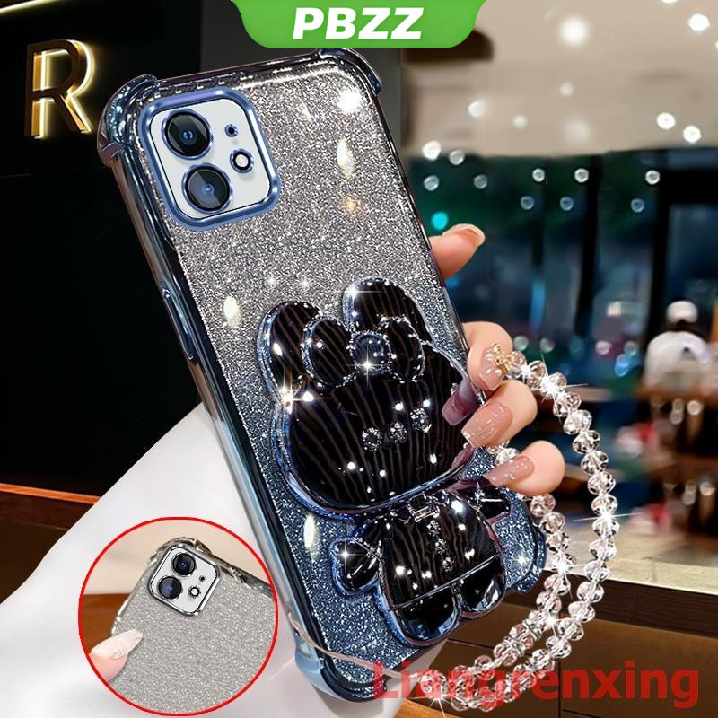 FOR ốp lưng Ốp điện thoại cho iPhone 12 Pro Max 13 Pro Max 11 Pro Max 12 Mini, vỏ mềm chống sốc, thiết kế mới, gương trang điểm thỏ có giá đỡ và dây đeo SJSFTUZJ02