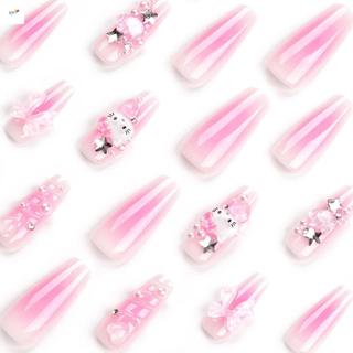 Móng tay giả màu hồng có trang trí ngọc trai với móng tay viền vô hại và mịn màng cho nữ và nữ Salon làm móng