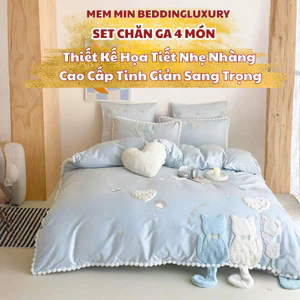 Bộ vỏ chăn ga gối 4 món chất liệu COTTON Memminbedding LUXURY Mềm mại – thoáng khí – dễ chịu suốt đêm