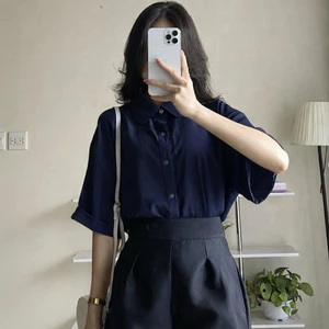 Áo sơ nữ tay ngắn Hàn Quốc sơ mi công sở sơ mi học sinh from rộng xinh đẹp MIHO2244