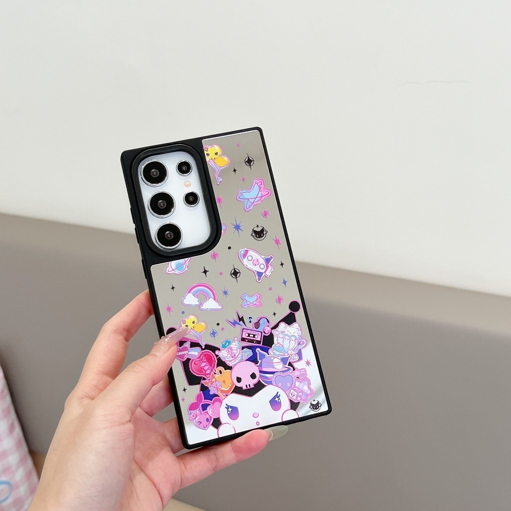 Gương không logo từ tính Dễ thương Kuromi Melody KAWAII Phim hoạt hình Nhật Bản Anime Vỏ cứng Tương thích cho Samsung S26 Ultra Plus S25 / S24 / S23
