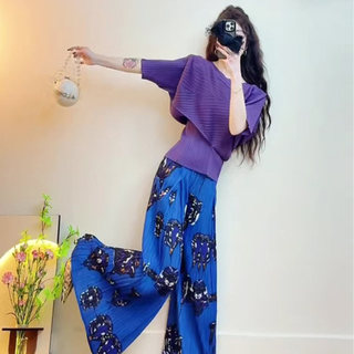 Miyake Áo Xếp Ly Cao Cấp, In Hình Retro Trên Nền Đơn Sắc, Thích Hợp Cho Phụ Nữ