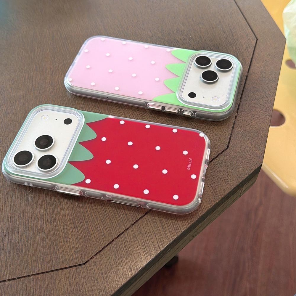 Ốp Lưng Cứng Tương Thích Với iPhone 13 14 14Pro 14ProMax 15 15Pro 15ProMax 16 16Pro 16ProMax 17 17Pro 17ProMax Ốp Họa Tiết Dâu Đỏ