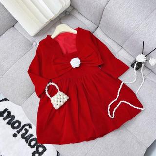 D12-[tomnaukids] Set đầm kèm khoác bé gái diện Noel Tết cực xinh - Size 10-30Kg
