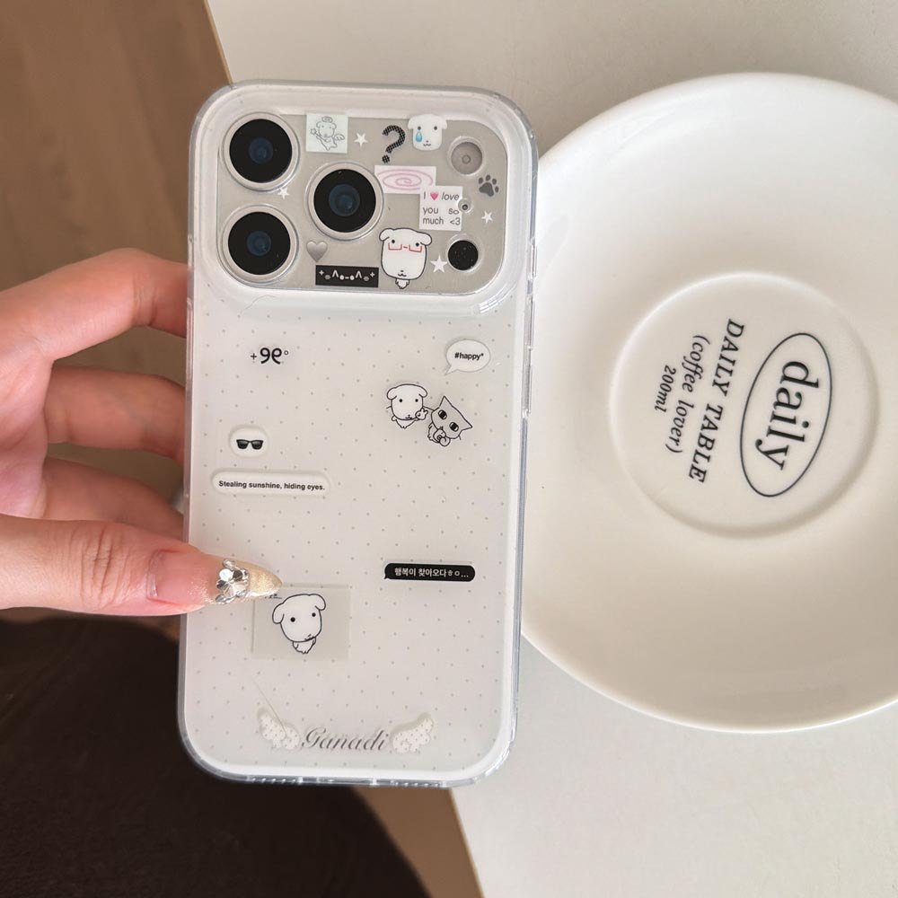 Ốp lưng cứng Tương thích với iPhone 13 14 14Pro 14ProMax 15 15Pro 15ProMax 16 16Pro 16ProMax 17 17Pro 17ProMax Vỏ họa tiết chó Wave Point