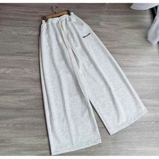 Sét Bộ quần rộng da cá dài xám tiêu   + Áo croptop tăm lạnh hình con CÚ-CHANG31588