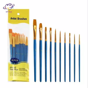 HFTOY 10 Chiếc Tóc Nylon Màu Nước Gouache Sơn Bàn Chải Hình Dạng Khác Nhau Đồ Dùng Nghệ Thuật ~