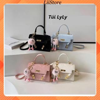 ( TẶNG KÈM BÔNG ) Túi xách nữ đeo chéo thời trang da nhung họa tiết xinh xắn Liistore K235