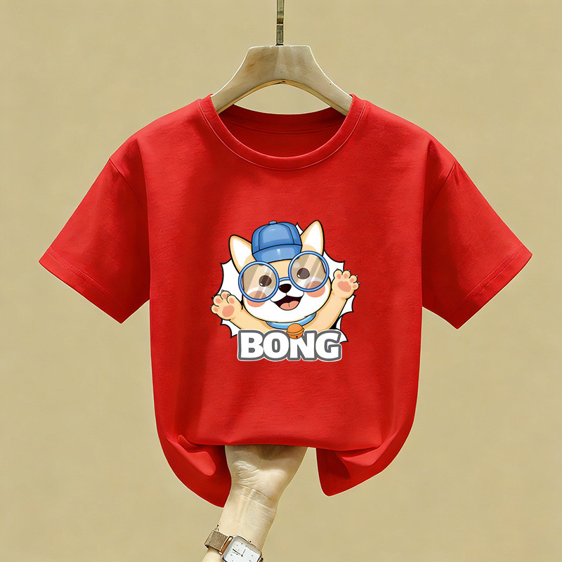 Kính Dễ Thương Shiba Inu Đồ Họa Áo Hoạt Hình In Hình Chó Cổ Tay Ngắn Top Hợp Thời Trang Đường Phố Thời Trang Để Mặc Hàng Ngày