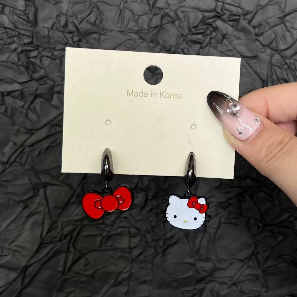 Ngọt Ngào Hoạt Hình Dễ Thương KT Bông Tai Mèo Nữ Bất Đối Xứng Niche Thiết Kế Ánh Sáng Sang Trọng Cao Cấp Tinh Tế Bông Tai Bông Tai
