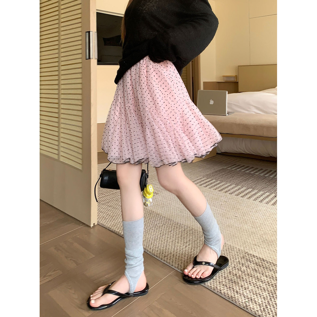 SUXI Váy phồng chữ A chấm bi cổ điển nhẹ nhàng mới 260323