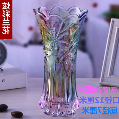 Retro Bình Pha Lê Thủy Tinh Màu Trong Suốt Dày Hộ Gia Đình Giống Nước Tài Lộc Tre Chèn Hoa Hồng Lily Hộ Gia Đình Phòng Khách IQGR