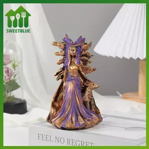 SWEET Hecate Hy Lạp Nữ thần ma thuật với những chú chó săn của mình Tượng nghệ thuật hiện đại Nhựa Phù thủy Hound Điêu khắc Trang trí phòng khách nhà n