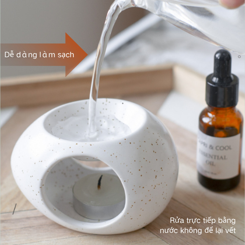 Lò Xông Tinh Dầu Bằng Gốm - Phong Cách Bắc Âu Retro, Dùng Nến Tealight, Trang Trí & Tỏa Hương Cho Phòng Ngủ, Làm Việc