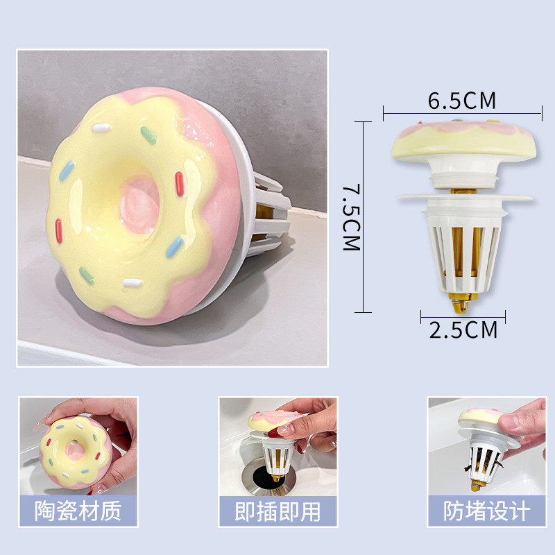 Donut Ceramic Bounce Core Drainer Chậu rửa loại đẩy phích cắm khử mùi