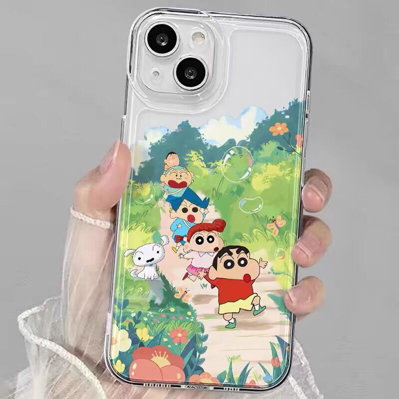 Mùa Xuân Đi Chơi Crayon Shinchan Ốp Lưng Điện Thoại Samsung Galaxy S21 S10 S20 Plus FE S22 Note 20 Ultra J7 Prime Note 10 Plus Lite A11 Vỏ Hoạt Hình Dễ Thương Chống Sốc Thời Trang TPU Trong Suốt
