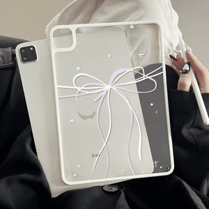 Ốp Lưng Cứng Acrylic Trắng Nơ Cho Mini6 Mini7 A17Pro IPad 5 6 7 8 9 10 11 12 A19 A16 Air 2 3 4 5 6 Air 11 M2 M3 M4 2026 Pro10.5 Pro11 M4 M5 Pro13 2024 2025