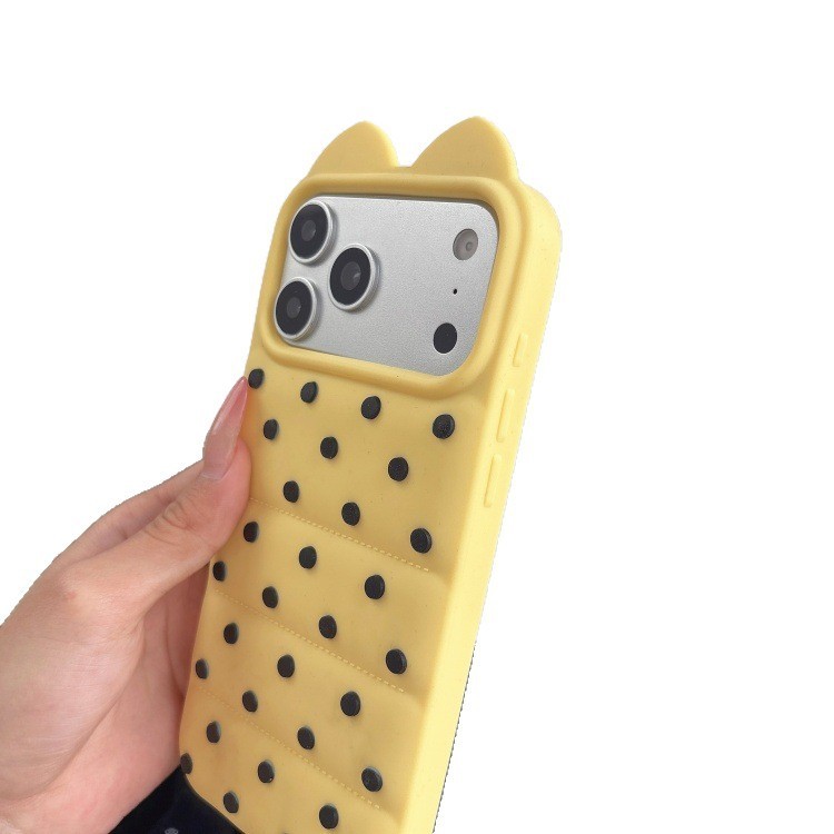 Thích hợp cho Apple 17promax Polka Dot Cat Ears Silicone 14PROMAX 13 Cặp Đôi Bao Gồm Điện Thoại