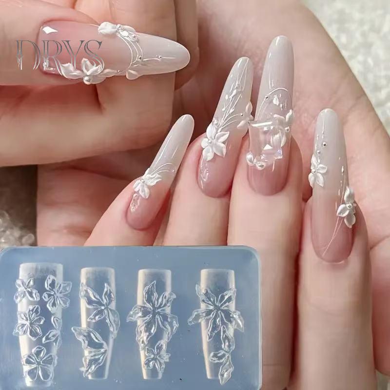 (TFT) Hoa Serie 3D Silicone Phụ Kiện Móng Tay Khắc Khuôn Hoa Đá Lily Tự Làm Mẫu Móng Tay Nghệ Thuật Khắc Khuôn Quyến Rũ MỚI