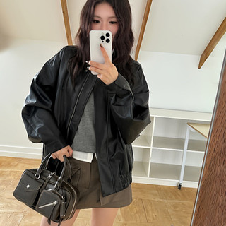 Nova-Áo Khoác Da Mềm Dáng Rộng, Áo Khoác Chất Liệu Dày Dặn Có Lót Trong Retro Cổ Điển