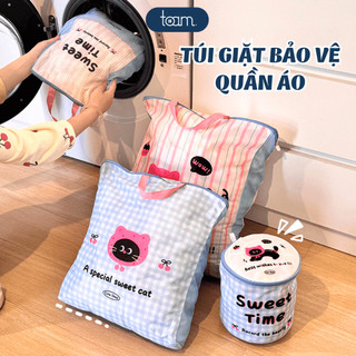 Túi Lưới Giặt Đồ Hình Mèo Dễ Thương, Túi Giặt Đồ Lót Quần Áo Chống Rối, Chống Biến Dạng Có Khóa Kéo