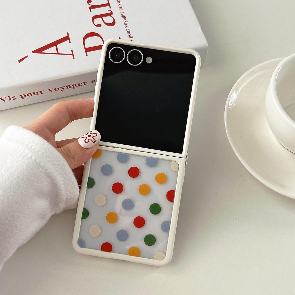 Ốp Điện Thoại Chấm Bi Cầu Vồng Thích Hợp Cho Samsung Galaxy ZFlip7 zflip6 Dây Gấp Vỏ Cứng Cho Z Flip 7 6 5 4 5G PuraX N3Flip MixFlip 2 Vỏ Bảo Vệ