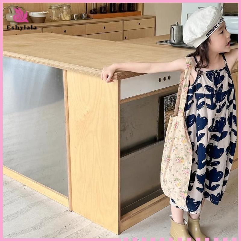 Bộ áo liền yếm bé gái mùa hè, quần ống rộng crop, thời trang [MỚI]