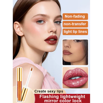 【Chống Thấm Nước/Không Dính Ly/Lấp Lánh】Son Dưỡng Bóng Siêu Lì - Son Môi Không Trôi 24H/Sắc Bóng Tức Thì/Không Vệt Ly Son Bóng Kim Cương Lấp Lánh/Son Lì Kim Tuyến Ánh Ngọc Trai/Lớp Son Bền Màu Tự Nhiê