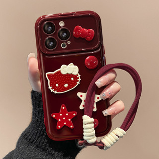 Dây buộc búp bê Hello Kitty Star Thích hợp cho Apple 13 Vỏ điện thoại cửa sổ lớn Huawei OPPOVIVO Silicone 26.1.11