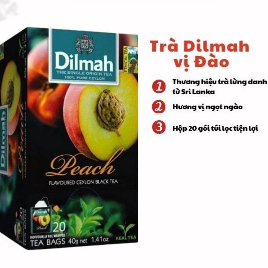 Trà Dilmah Đào – Peach 30g (1.5g x 20 túi) Hương Đào Ngọt Dịu, Vị Trà Đậm Đà Cho Ly Trà Thơm Ngát