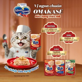 Pate Silver Spoon thùng 48 gói thức ăn ướt cho mèo dạng sốt/dạng thạch gói 60g