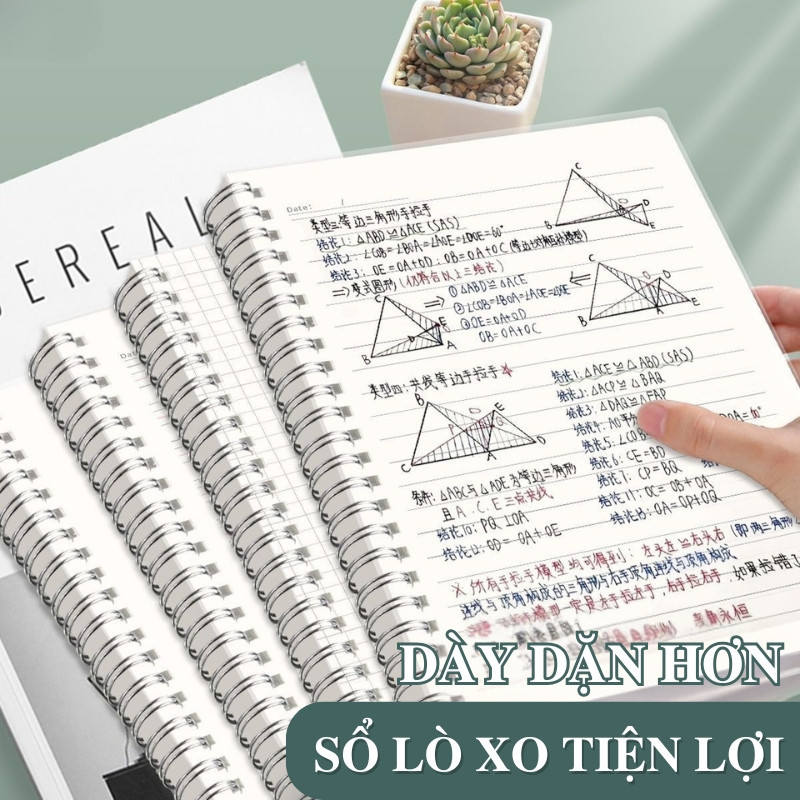 Sổ Lò Xo A5 PP Trong Suốt 160 Trang – Sổ Tay Ghi Chép Kẻ Caro Basic, Dùng Học Tập & Làm Planner