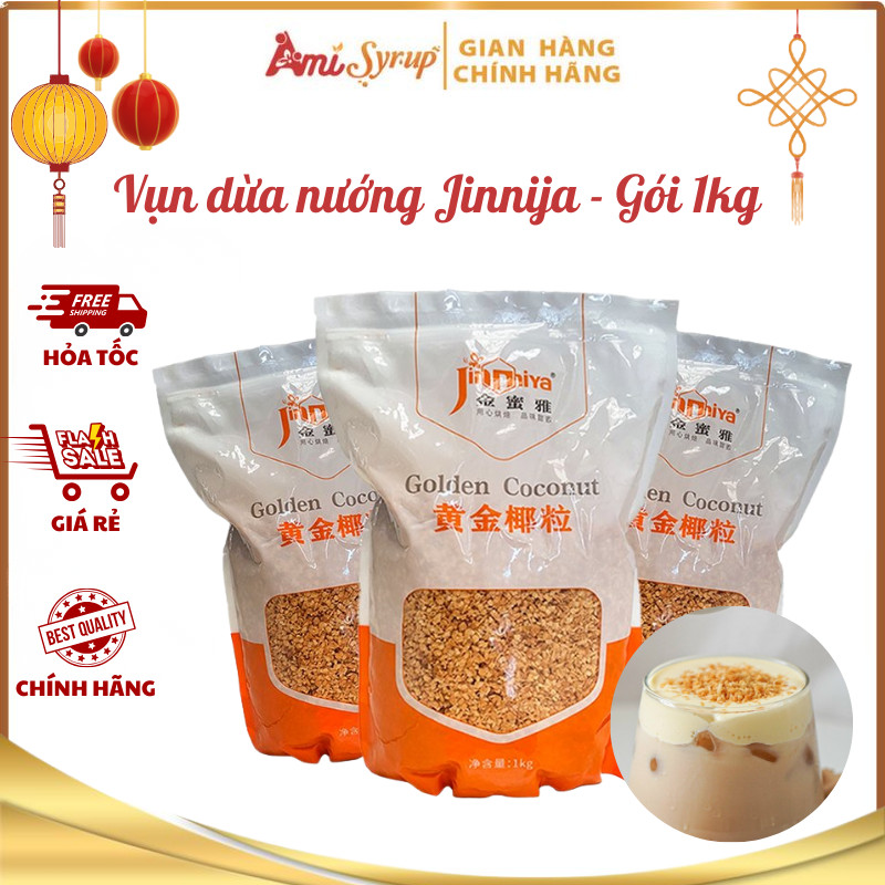 Vụn Dừa Nướng Jinniya Gói 1kg, Topping Thơm Ngon Béo Ngậy Giòn Rụm Cho Mọi Món Ăn