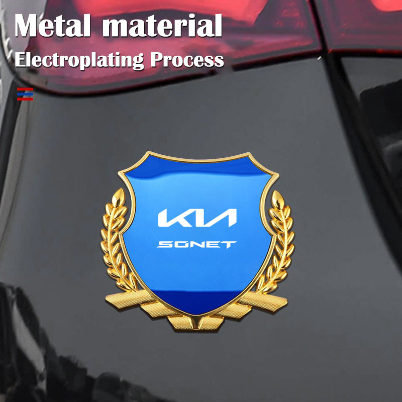 Kia Sonet Kim Loại Biểu Tượng Miếng Dán Tai Lúa Mì Bên Cửa Sổ Miếng Dán Cá Tính Trang Trí Xe Sửa Đổi Miếng Dán