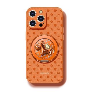 Thích hợp cho Ốp điện thoại 17promax iphone15 Giá đỡ ngựa xoay tình yêu 1614 Skin 13 Female Orange
