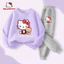 Hello Kitty Bé Gái Quần Áo Hai Mảnh Bộ Hoạt Hình Dễ Thương Trẻ Em Trang Phục Thường Ngày