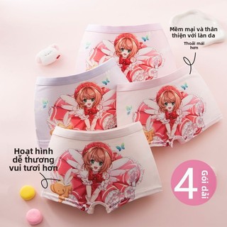 Quần lót bé gái My Little Pony – Dáng boxer bốn góc, cotton mềm mại, họa tiết hoạt hình, set 4 gói