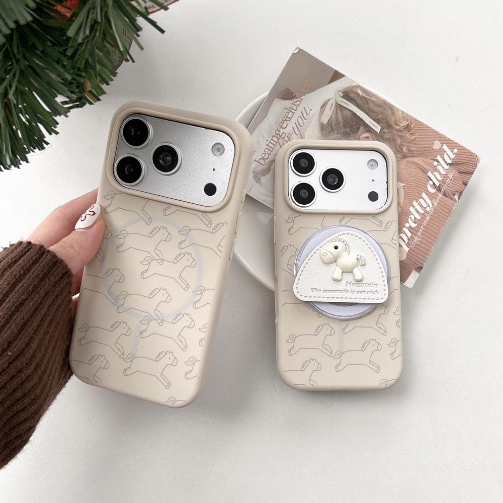 Ốp lưng TPU Tương thích với iPhone 13 14 14Pro 14ProMax 15 15Pro 15ProMax 16 16Pro 16ProMax 17 17Pro 17ProMax Line Pony Pattern Magnet Case