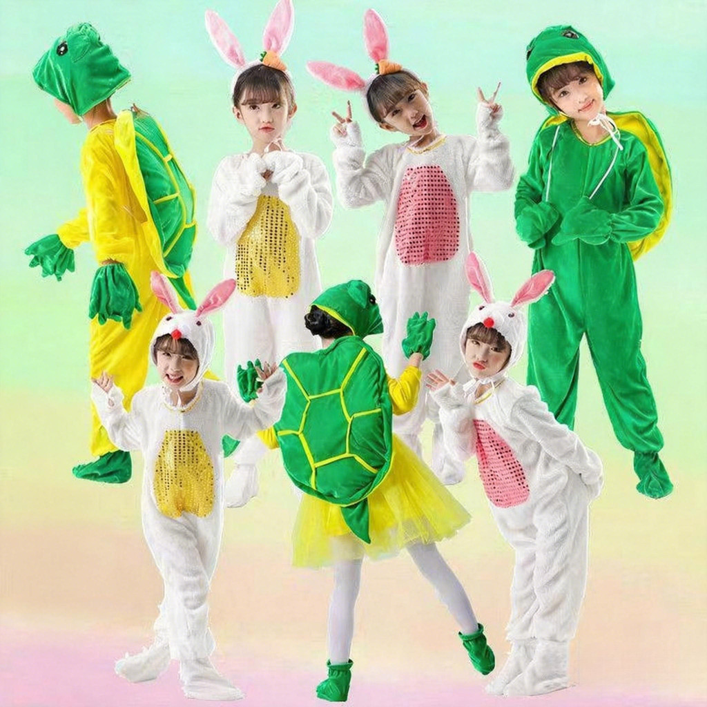 💕 HÀNG CÓ SẴN – Đầm Trang Phục Trẻ Em 3‑12 tuổi – Rùa Thỏ + Hoạt Hình Động Vật, Thích Hợp Halloween, Giáng Sinh & Ngày Trẻ Em 🎃🎉